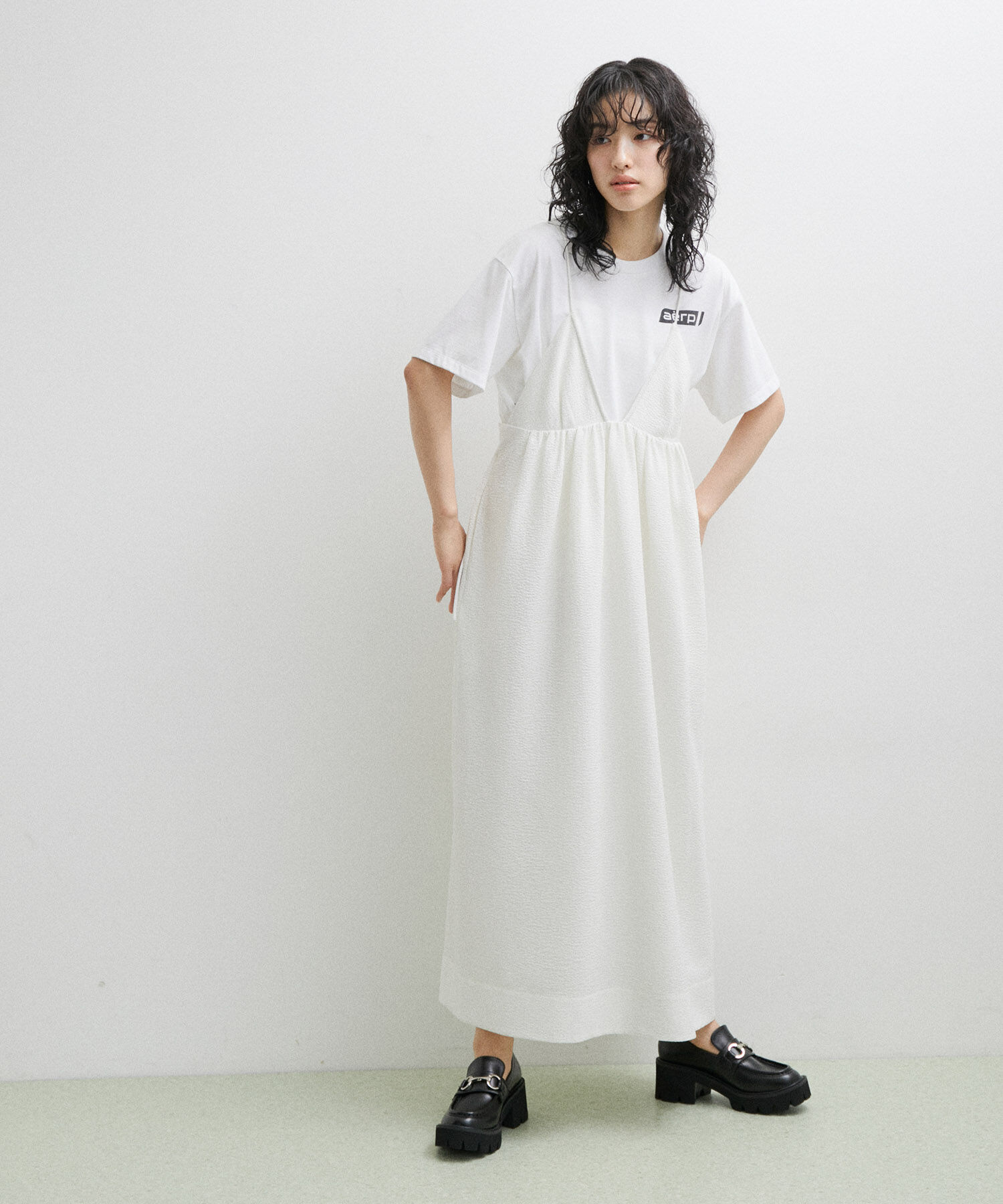 ADAM ET ROPE'「フクレジャカードコクーンワンピース」|ワンピース|