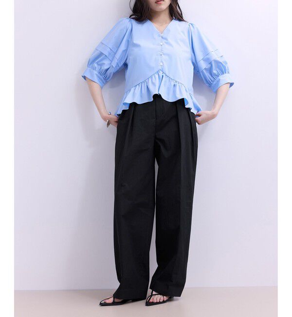 ADAM ET ROPE'「【WEB限定】ワイドレッグトラウザーパンツ」|チノ|