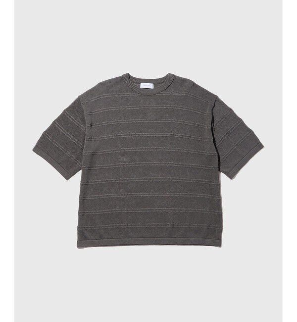 ADAM ET ROPE'「シアーボーダーニットTEE」|Tシャツ・カットソー|チャコール(06)