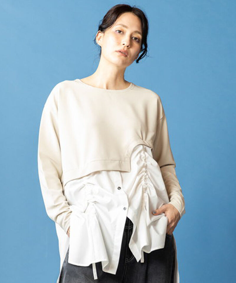  「ドローストリングシャツ切替プルオーバー」|シャツ・ブラウス|L.BEIGE