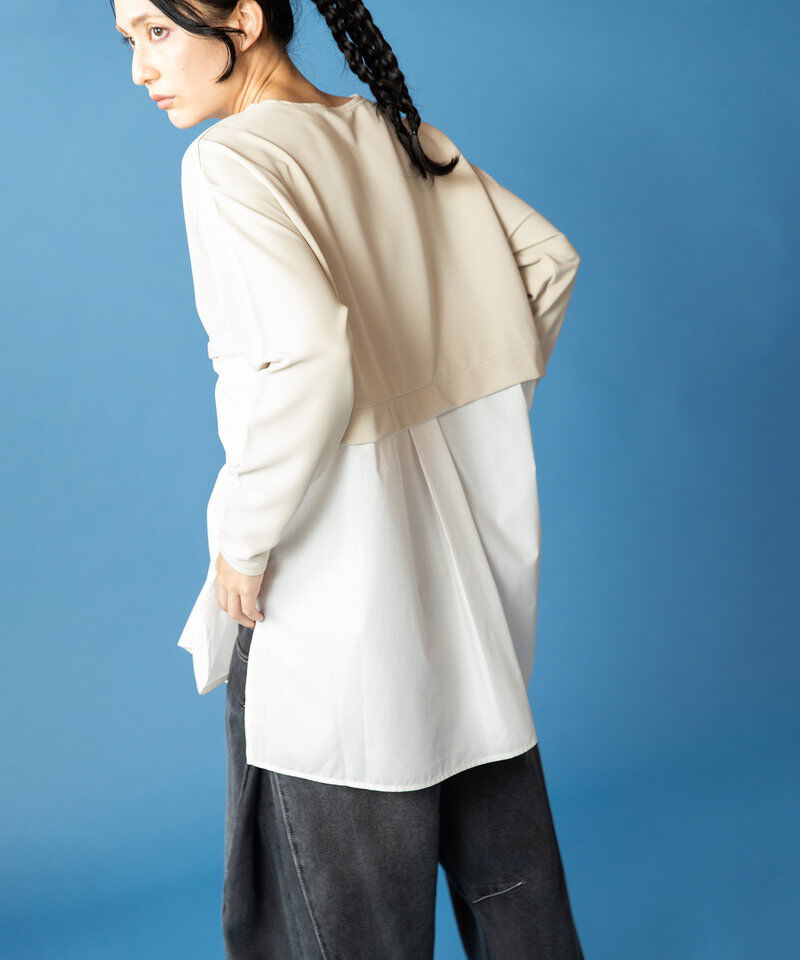  「ドローストリングシャツ切替プルオーバー」|シャツ・ブラウス|