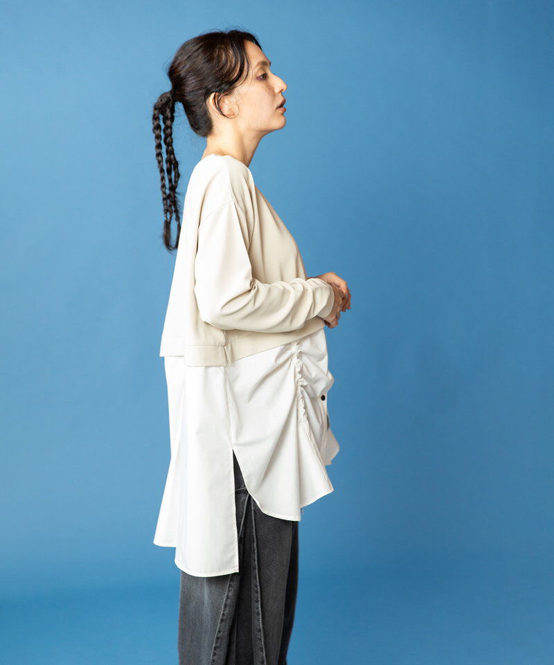  「ドローストリングシャツ切替プルオーバー」|シャツ・ブラウス|