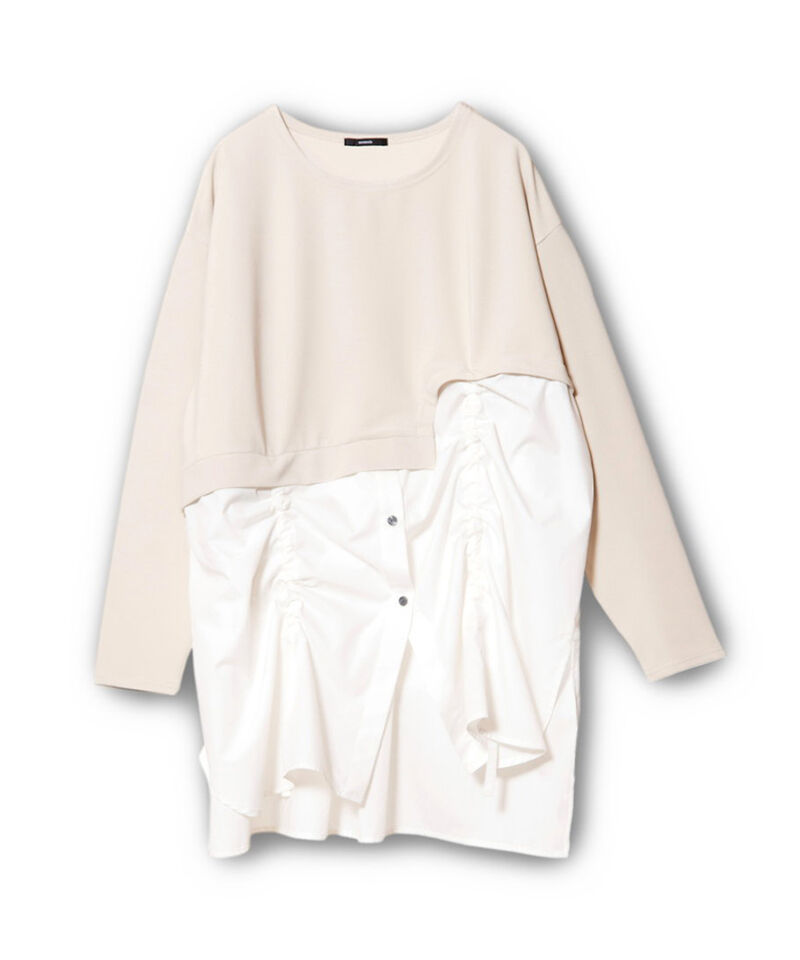  「ドローストリングシャツ切替プルオーバー」|シャツ・ブラウス|