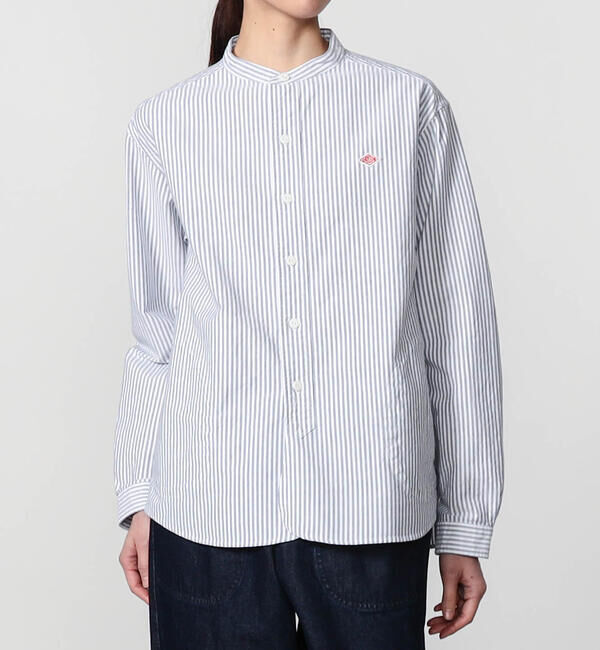 DANTON「DANTON | オックスフォード バンドカラーシャツ STRIPE WOMEN」|シャツ・ブラウス|NAVY系1