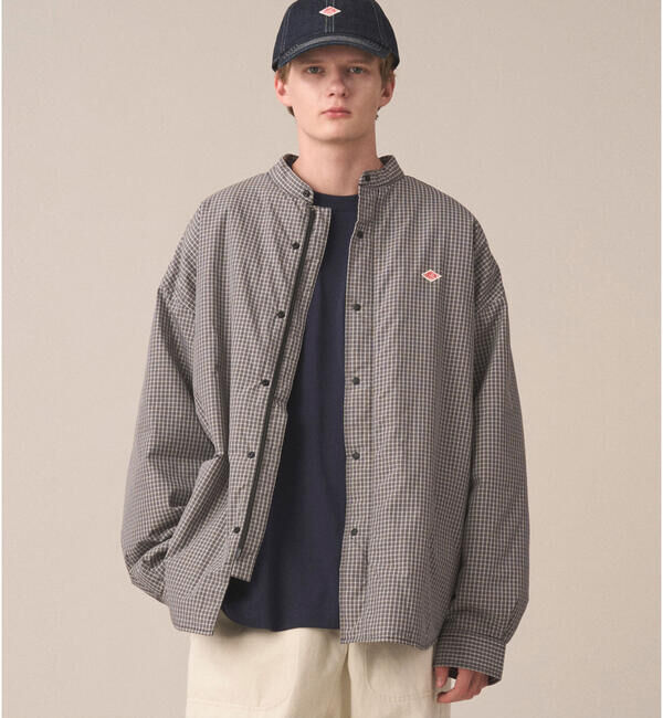 DANTON「DANTON | タイプライター 中綿シャツジャケット CHECK MEN」|ダウン|BLACK系1