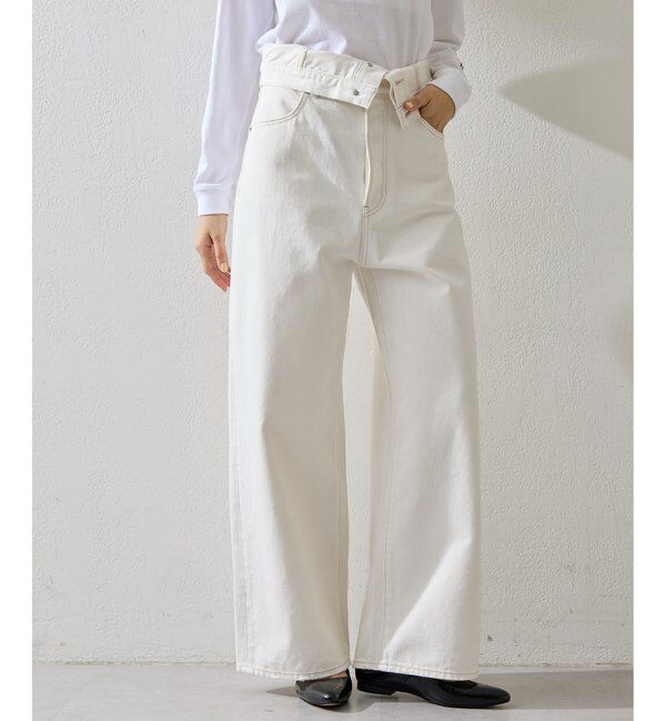  「ハイウエストデニムパンツ」|デニム|オフホワイト