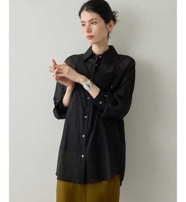 Drawing Numbers「【Drawing Numbers】コットンシースルーブラウス」|シャツ・ブラウス|ブラック