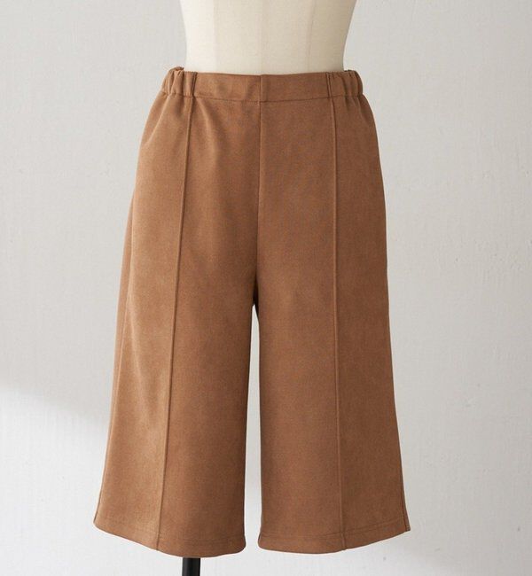 「Q.anos スエードハーフパンツ」|デニム|キャメル