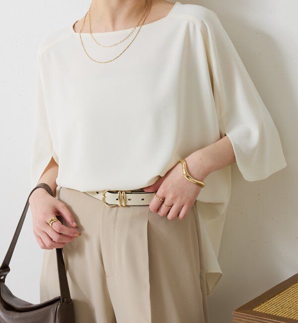  「《体型カバーに◎》ジャージスクエアブラウス」|シャツ・ブラウス|