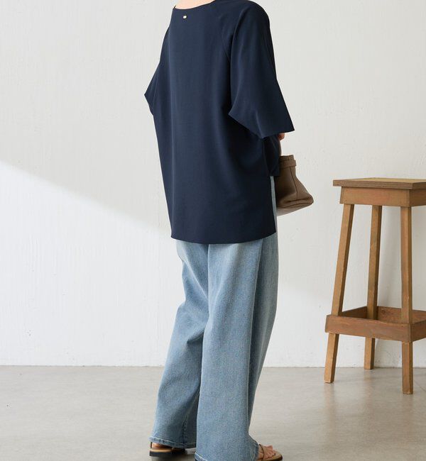  「《体型カバーに◎》ジャージスクエアブラウス」|シャツ・ブラウス|