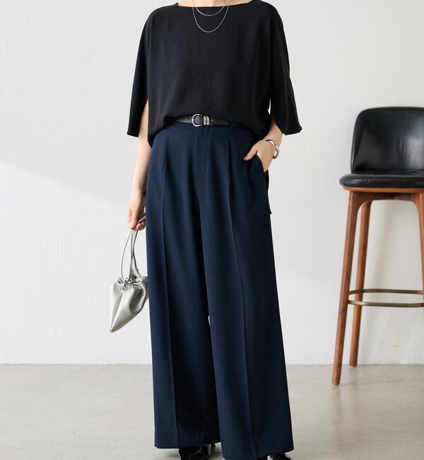  「《体型カバーに◎》ジャージスクエアブラウス」|シャツ・ブラウス|