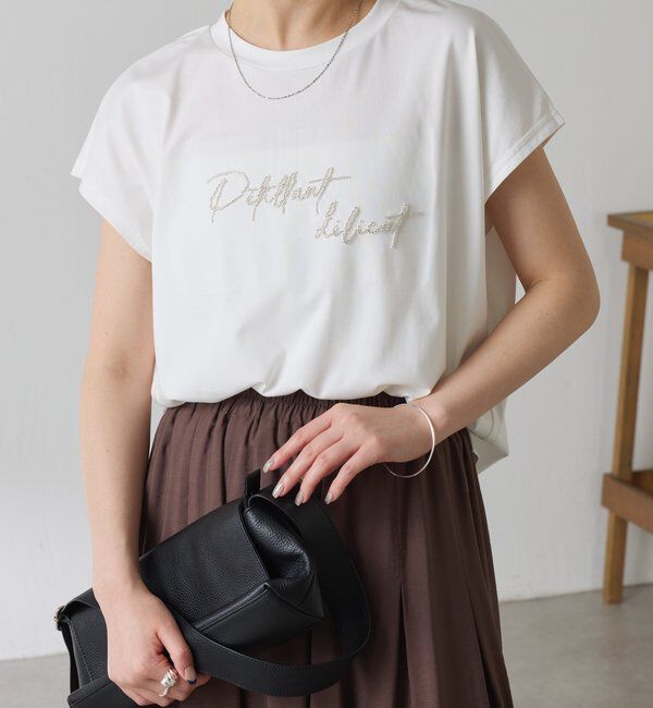  「ミニビーズロゴフレンチTシャツ」|Tシャツ・カットソー|