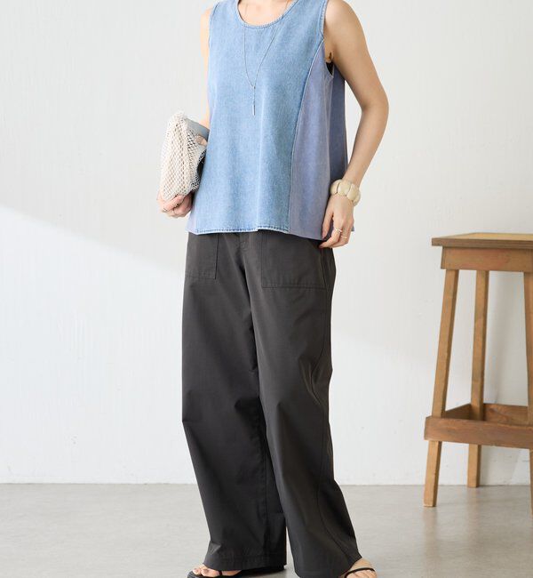  「Q.anosライトオンスデニムフレアタンクトップ」|Tシャツ・カットソー|