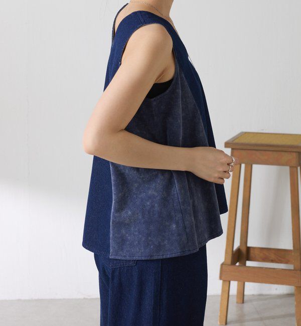  「Q.anosライトオンスデニムフレアタンクトップ」|Tシャツ・カットソー|