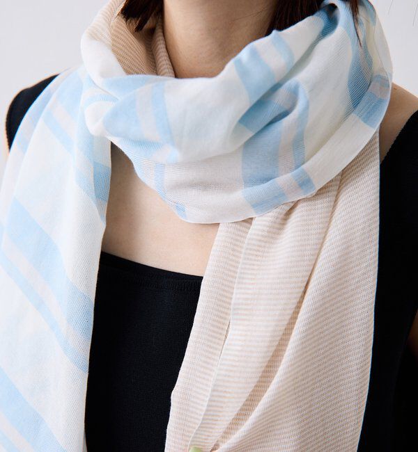 「【PAPILLONNER/パピヨネ】アシンメトリーボーダーストール」|ストール|