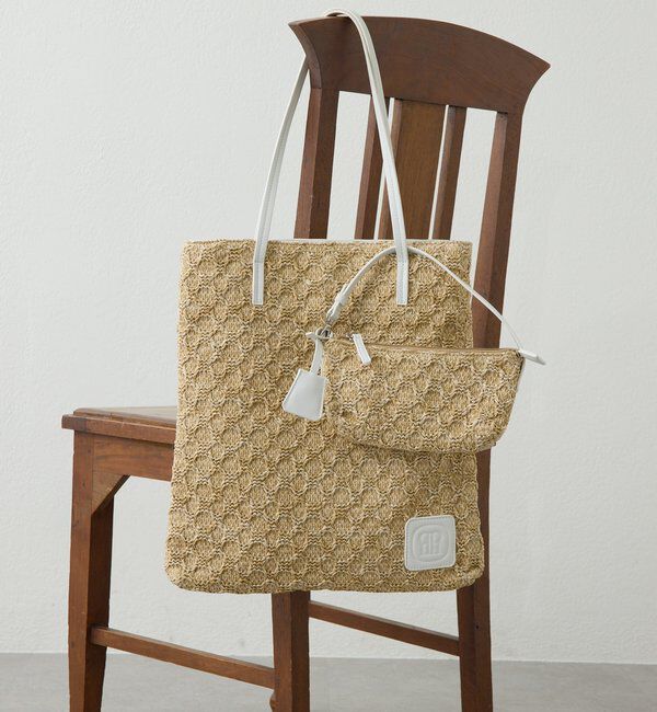  「【PAPILLONNER/パピヨネ】ラフィアツインズバッグ」|トートバッグ|アイボリー