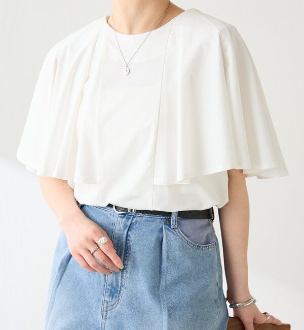  「【接触冷感/二の腕カバー】ケープデザインカットソー」|Tシャツ・カットソー|