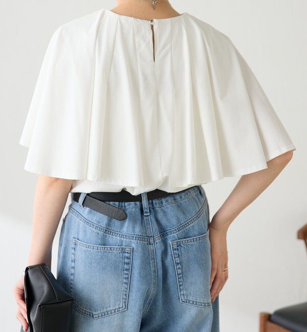  「【接触冷感/二の腕カバー】ケープデザインカットソー」|Tシャツ・カットソー|