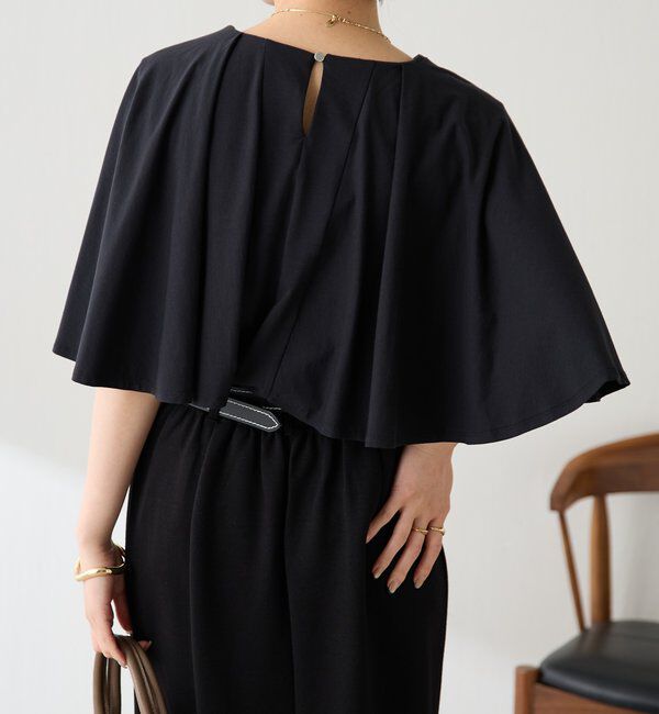  「【接触冷感/二の腕カバー】ケープデザインカットソー」|Tシャツ・カットソー|