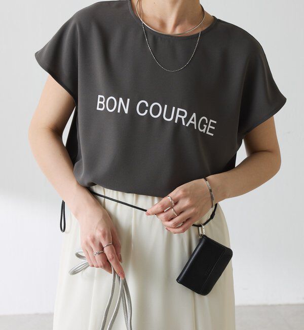  「【さらっとした着心地】ジョーゼットフレンチロゴTシャツ」|Tシャツ・カットソー|