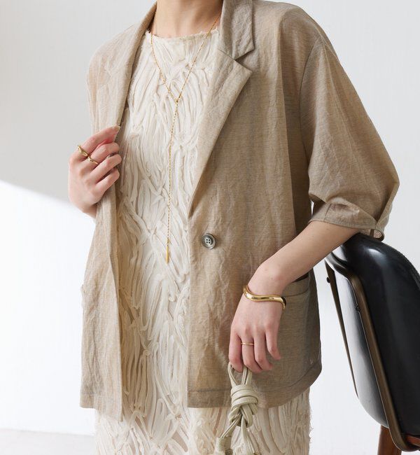  「【冷房/紫外線対策】シアーハーフスリーブカットジャケット」|Tシャツ・カットソー|