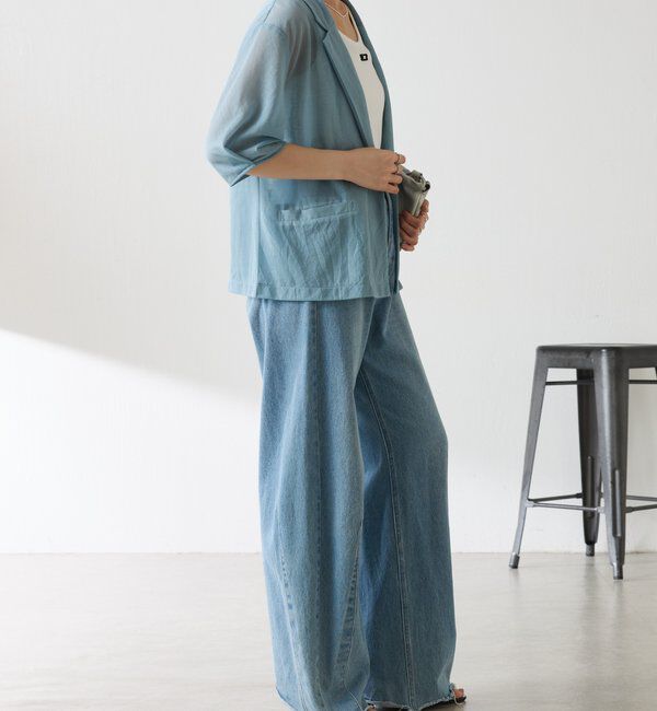  「【冷房/紫外線対策】シアーハーフスリーブカットジャケット」|Tシャツ・カットソー|