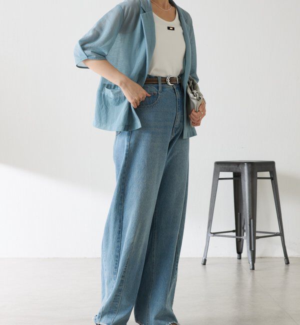  「【冷房/紫外線対策】シアーハーフスリーブカットジャケット」|Tシャツ・カットソー|