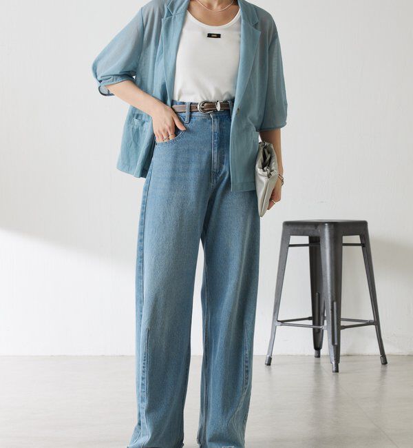  「【冷房/紫外線対策】シアーハーフスリーブカットジャケット」|Tシャツ・カットソー|