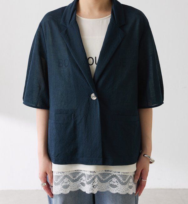  「【冷房/紫外線対策】シアーハーフスリーブカットジャケット」|Tシャツ・カットソー|