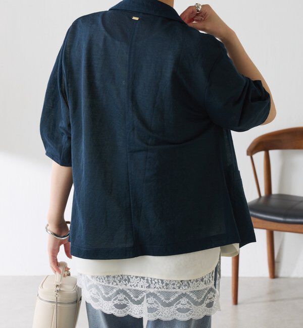  「【冷房/紫外線対策】シアーハーフスリーブカットジャケット」|Tシャツ・カットソー|