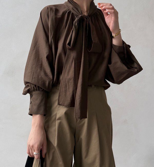  「棒タイ2WAYブラウス」|シャツ・ブラウス|カーキ