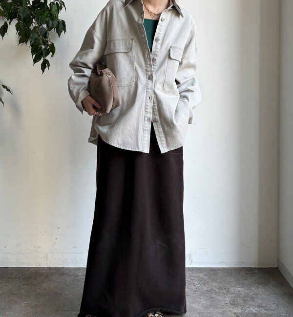  「フェイクレザー衿シャツジャケット」|ブルゾン・スタジャン|