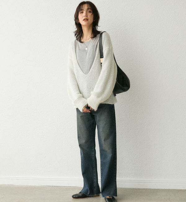  「【全骨格美脚見え！】slit DENIM」|デニム|