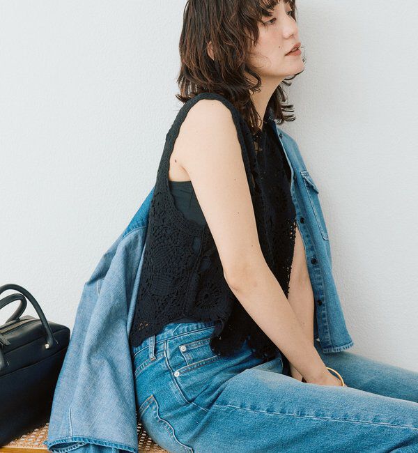  「【着映え】エンブロイダリーベスト」|ニット・セーター|