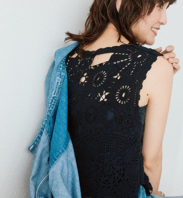  「【着映え】エンブロイダリーベスト」|ニット・セーター|