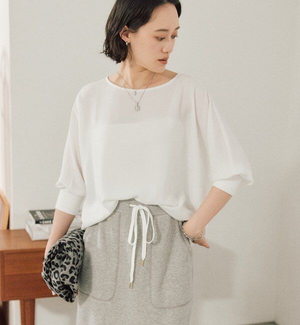  「予約【ON・OFF問わず活躍】リブ付きジョーゼットドルマンブラウス」|シャツ・ブラウス|