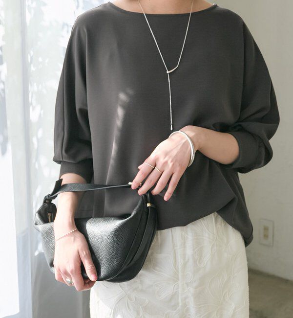  「予約【ON・OFF問わず活躍】リブ付きジョーゼットドルマンブラウス」|シャツ・ブラウス|チャコールグレー