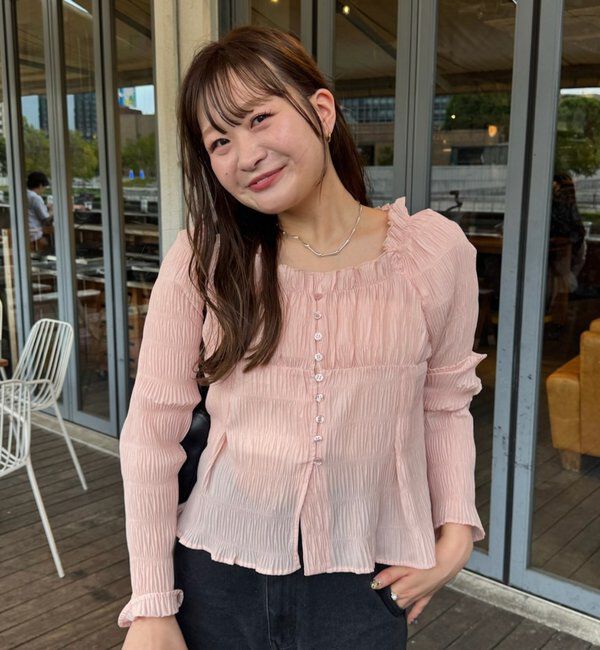  「【@__misa__03企画】シャーリングブラウス」|シャツ・ブラウス|ピンク