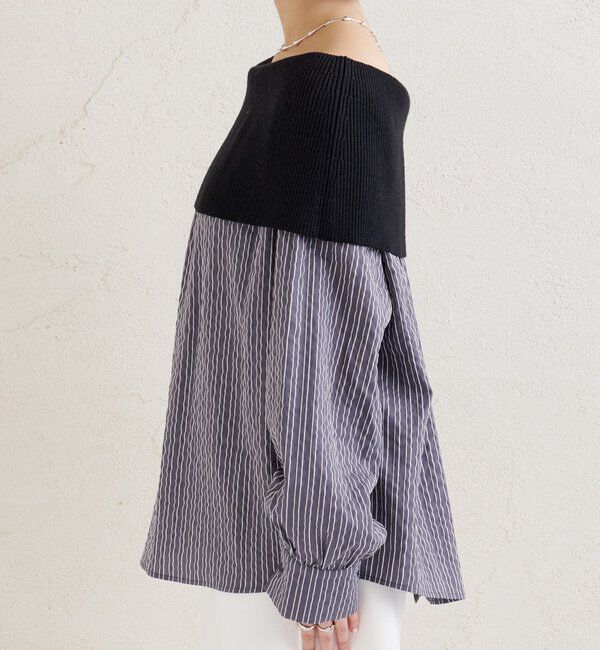  「オフショルリブストライプシャツ」|シャツ・ブラウス|