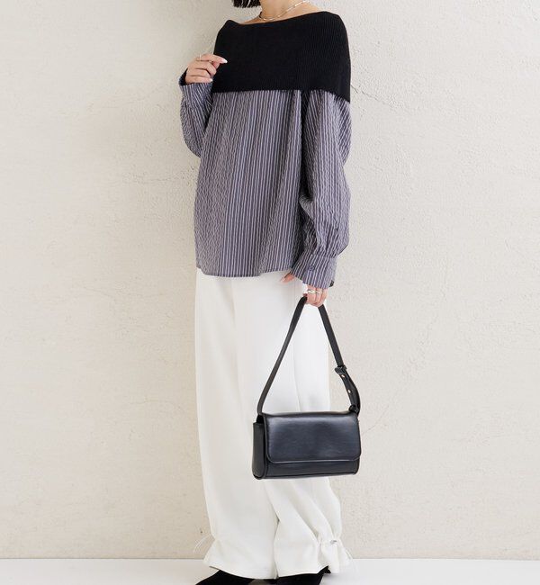  「オフショルリブストライプシャツ」|シャツ・ブラウス|