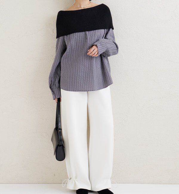  「オフショルリブストライプシャツ」|シャツ・ブラウス|