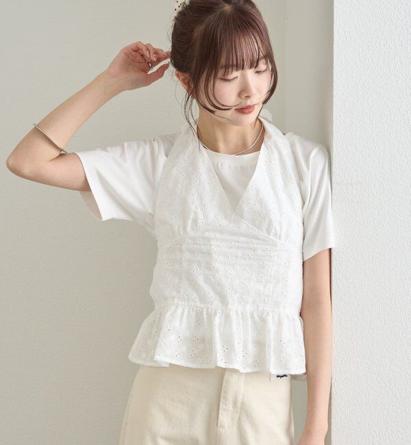  「コットン刺繍ホルターネック」|シャツ・ブラウス|オフホワイト