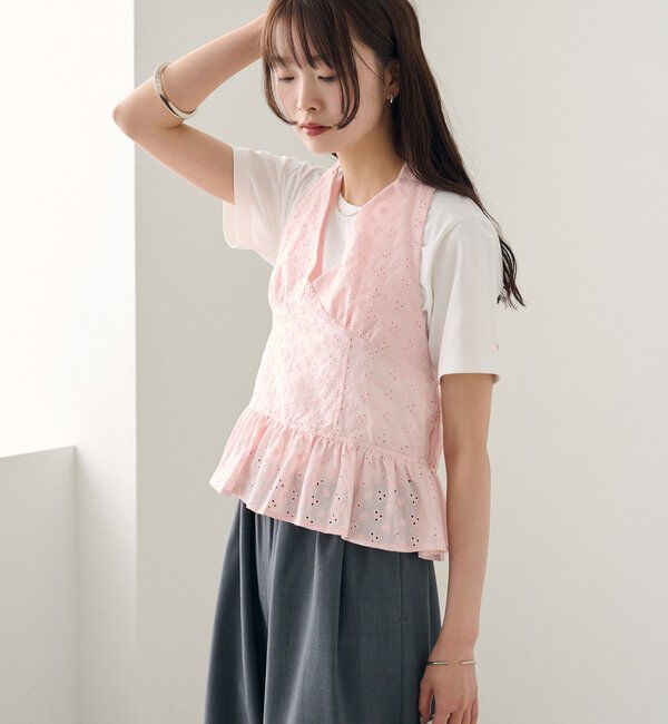  「コットン刺繍ホルターネック」|シャツ・ブラウス|