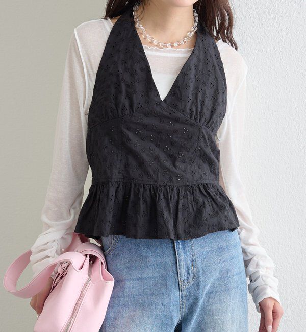  「コットン刺繍ホルターネック」|シャツ・ブラウス|
