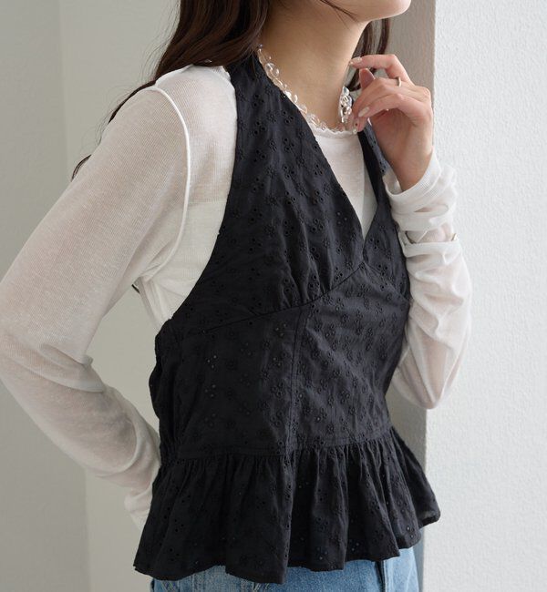  「コットン刺繍ホルターネック」|シャツ・ブラウス|