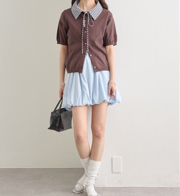  「ギンガムチェック襟付きカーディガン」|カーディガン|