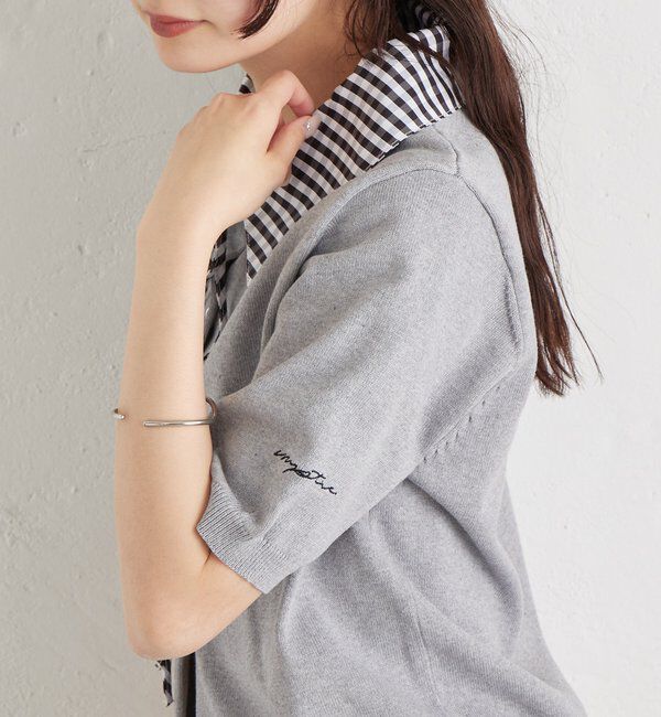  「ギンガムチェック襟付きカーディガン」|カーディガン|