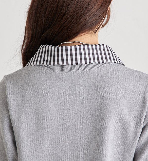  「ギンガムチェック襟付きカーディガン」|カーディガン|