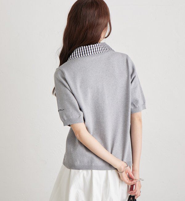  「ギンガムチェック襟付きカーディガン」|カーディガン|