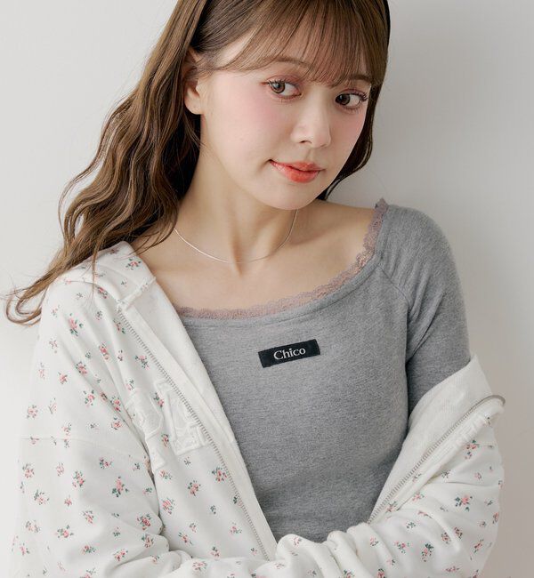  「カップ付きレースコンパクトトップス」|Tシャツ・カットソー|